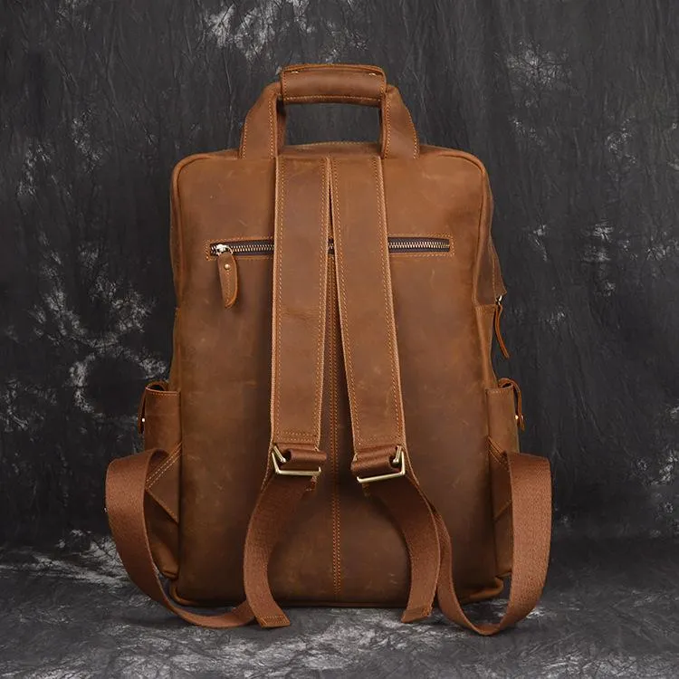 Vintage Cool Leather Men's 15inch Laptop Backpack Travel Backpack School Backpack For Men
