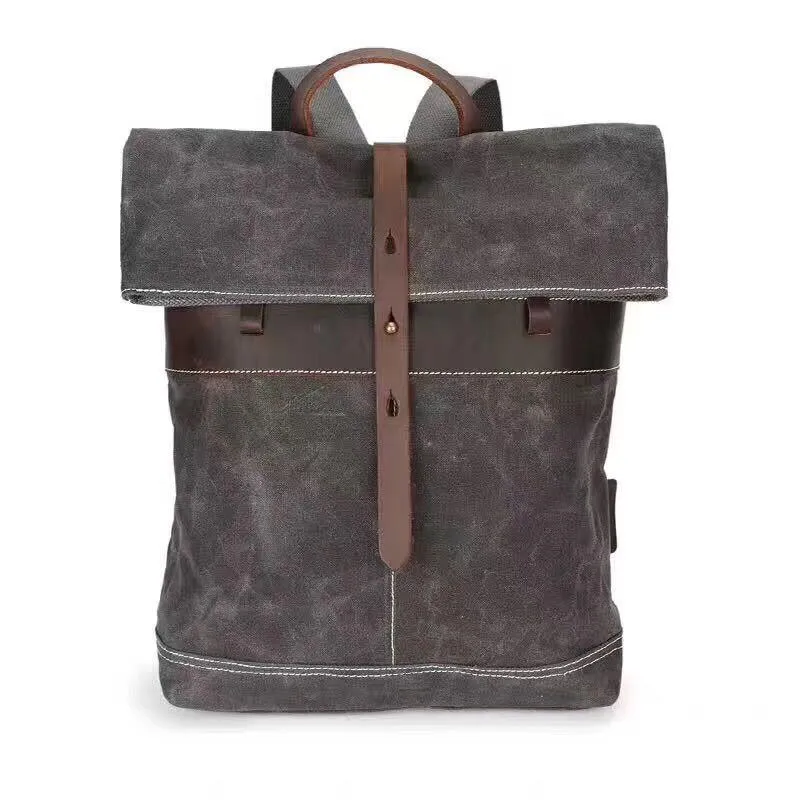 Vintage Cool Mens Waxed Canvas Backpack Canvas Backpack for Men
