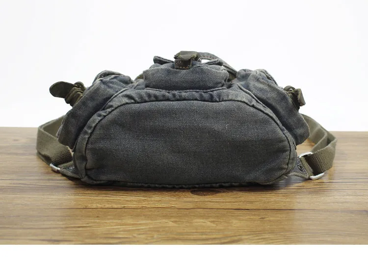 Vintage Denim Blue Womens Backpacks School Backpacks Blue Denim Laptop Backpack For Womens