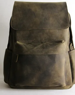 Vintage Leather backpack Black Brown for men Distressed  Travel Bag