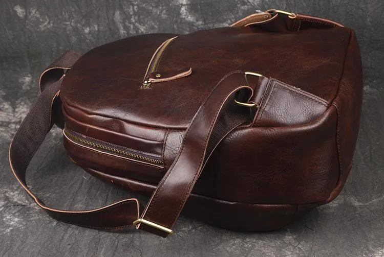 Vintage Leather Brown Men's Backpack Computer Backpack College Backpack For Men