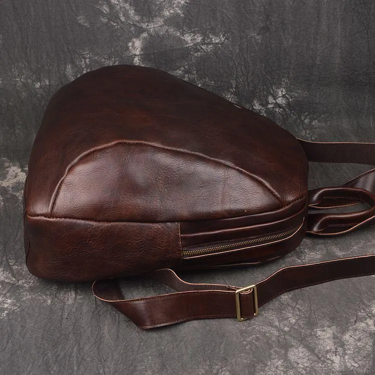 Vintage Leather Brown Men's Backpack Computer Backpack College Backpack For Men