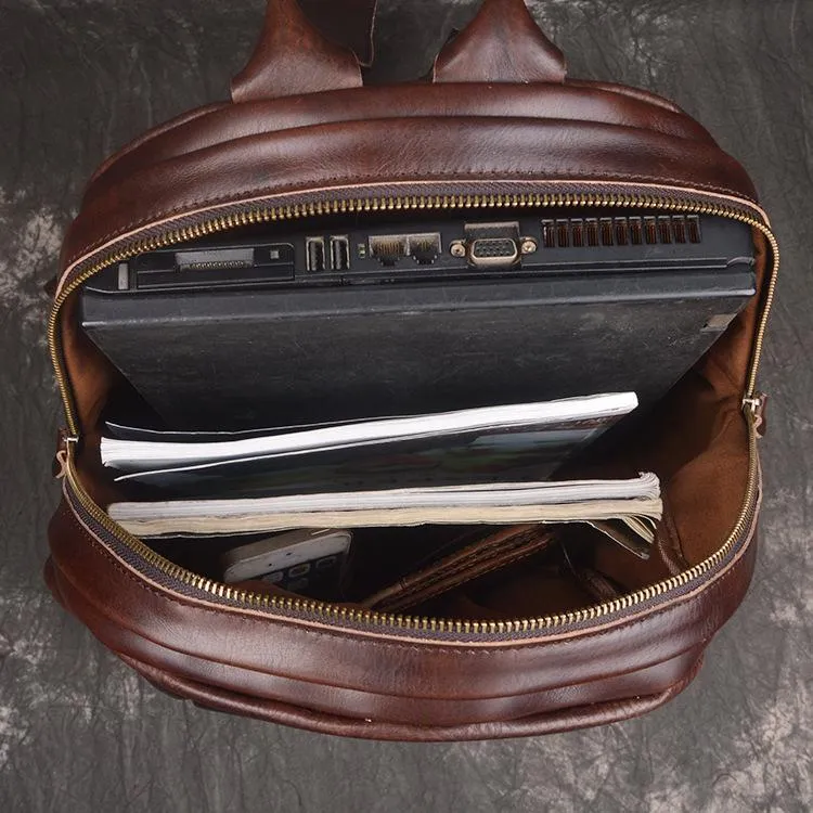 Vintage Leather Brown Men's Backpack Computer Backpack College Backpack For Men