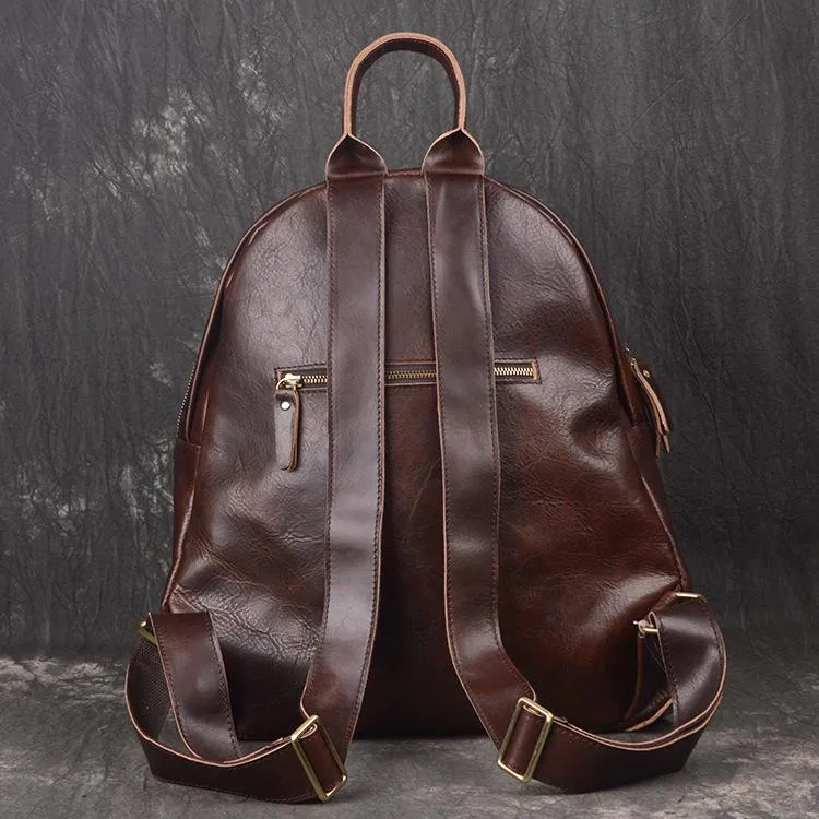 Vintage Leather Brown Men's Backpack Computer Backpack College Backpack For Men
