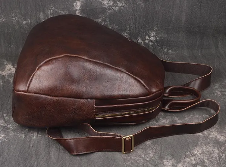Vintage Leather Brown Men's Backpack Computer Backpack College Backpack For Men