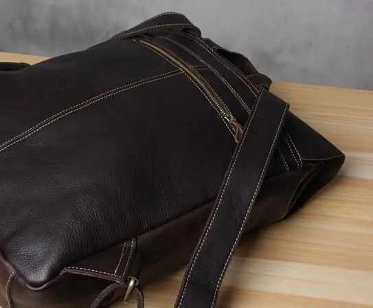 Vintage Leather Brown Mens Cool Leather Backpack Travel Bag for men