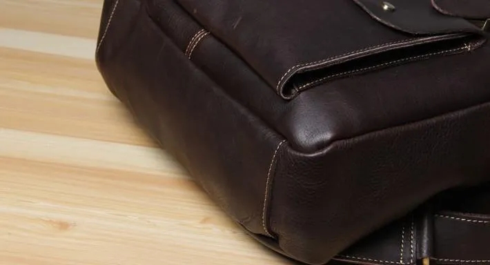 Vintage Leather Brown Mens Cool Leather Backpack Travel Bag for men
