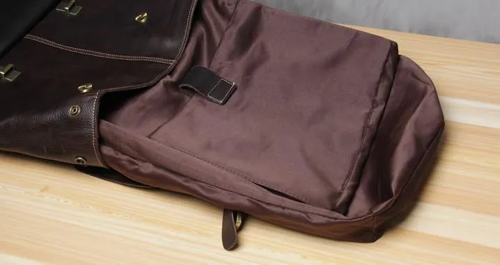 Vintage Leather Brown Mens Cool Leather Backpack Travel Bag for men