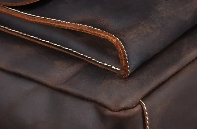Vintage Leather Coffee Mens Backpack Satchel Backpack Travel Backpack Bags for Men
