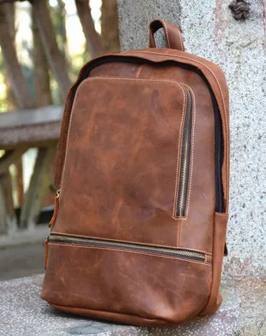Vintage Leather Men's 13inch Computer Backpack Travel Backpack For Men