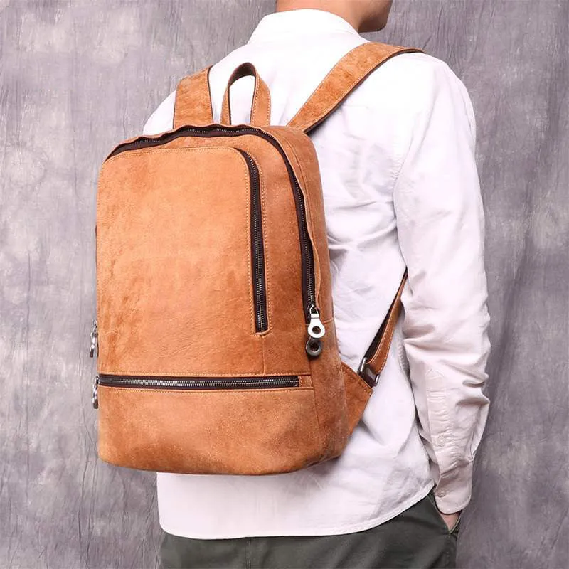 Vintage Leather Men's 13inch Computer Backpack Travel Backpack For Men