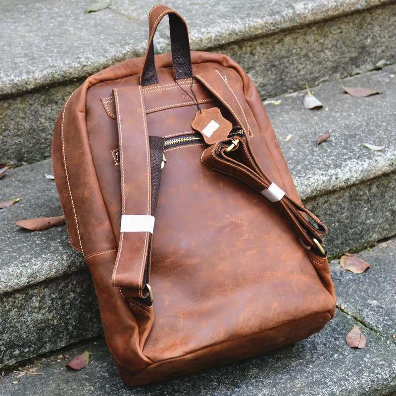 Vintage Leather Men's 13inch Computer Backpack Travel Backpack For Men