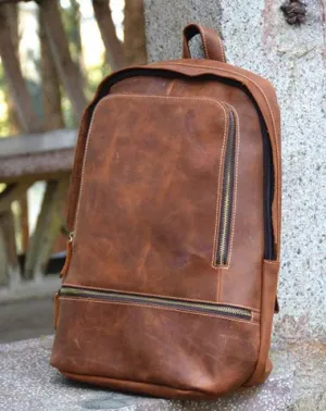 Vintage Leather Men's 13inch Computer Backpack Travel Backpack For Men