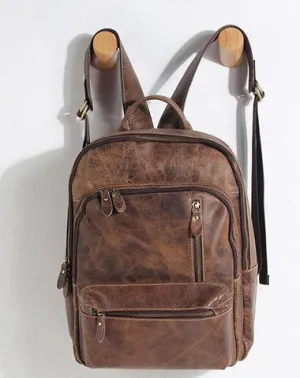 Vintage Leather Mens Backpack Large Coffee Travel Backpack School Backpack for men