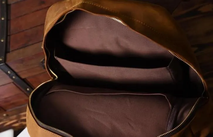 Vintage Leather Mens Backpack Travel Backpack Cool Satchel Backpack for men