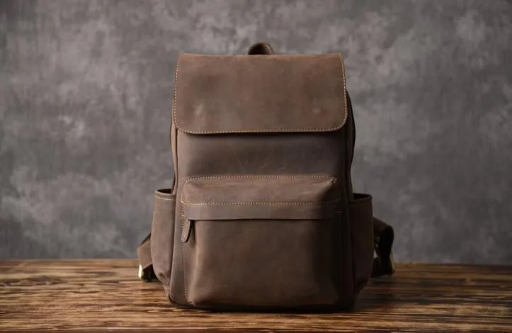 Vintage Leather Mens Backpack Travel Backpack Cool Satchel Backpack for men