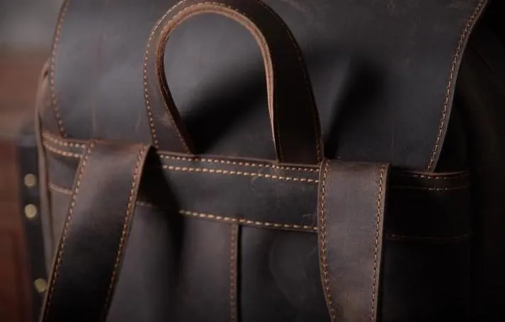 Vintage Leather Mens Backpack Travel Backpack Cool Satchel Backpack for men