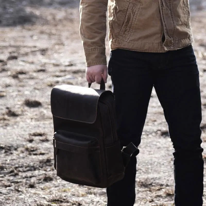 Vintage Leather Mens Backpack Travel Backpack Cool Satchel Backpack for men