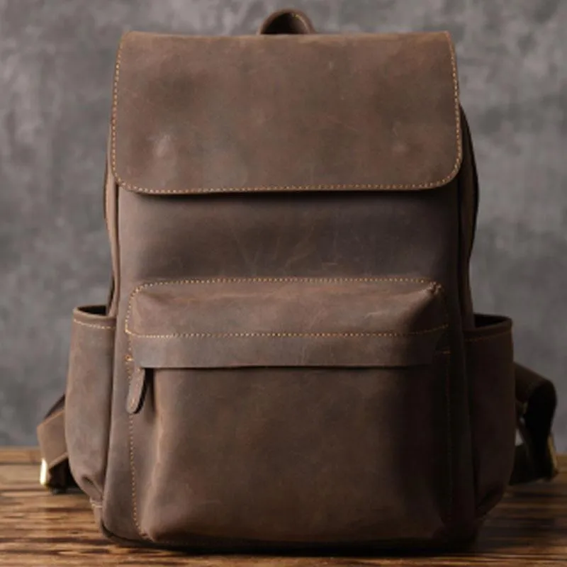 Vintage Leather Mens Backpack Travel Backpack Cool Satchel Backpack for men