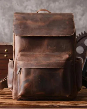 Vintage Leather Mens Backpack Travel Backpack Cool Satchel Backpack for men