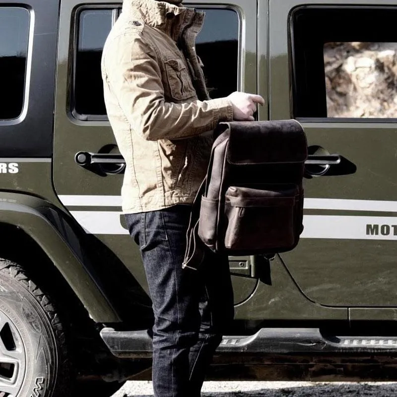 Vintage Leather Mens Backpack Travel Backpack Cool Satchel Backpack for men