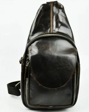 Vintage Leather Mens Sling Bag One Shoulder Backpack Chest Bag Sling Backpack for men