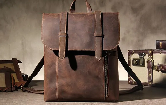 Vintage Leather Mens Travel Backpack Bag Work Backpack for Men