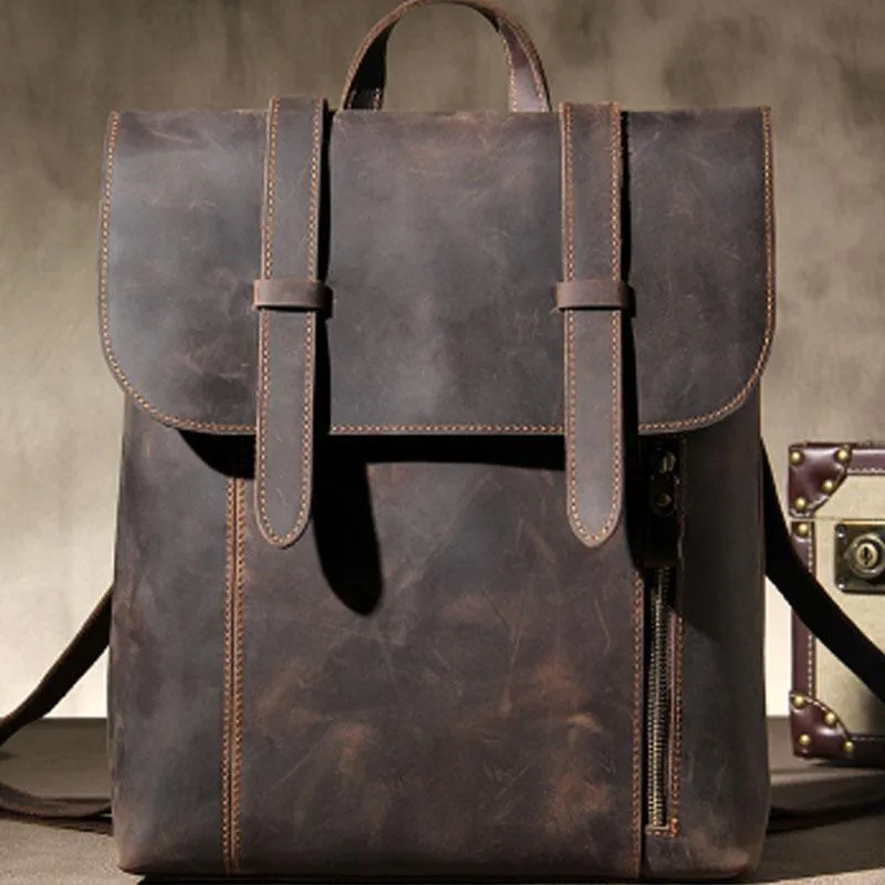 Vintage Leather Mens Travel Backpack Bag Work Backpack for Men