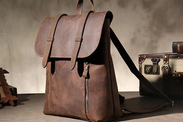 Vintage Leather Mens Travel Backpack Bag Work Backpack for Men
