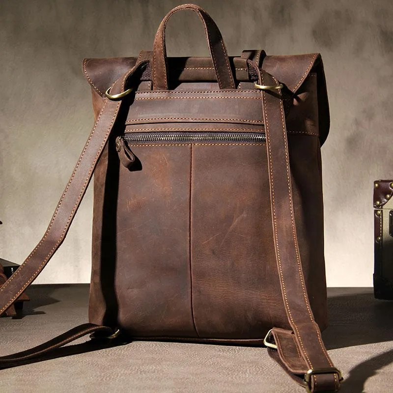 Vintage Leather Mens Travel Backpack Bag Work Backpack for Men