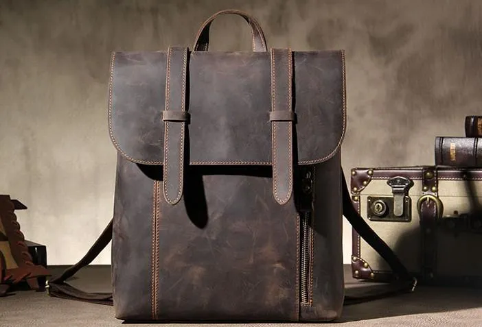 Vintage Leather Mens Travel Backpack Bag Work Backpack for Men