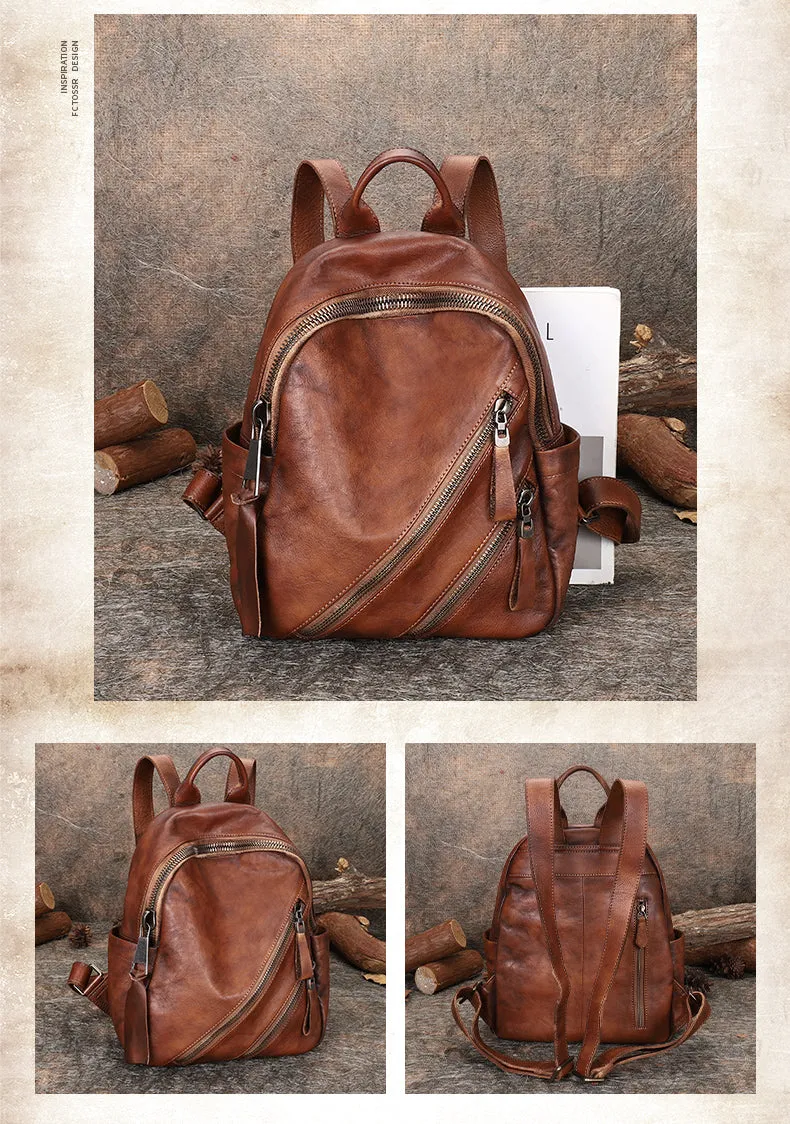 Vintage Leather Rucksack Womens Best School Backpack Ladies Leather Backpack Purses
