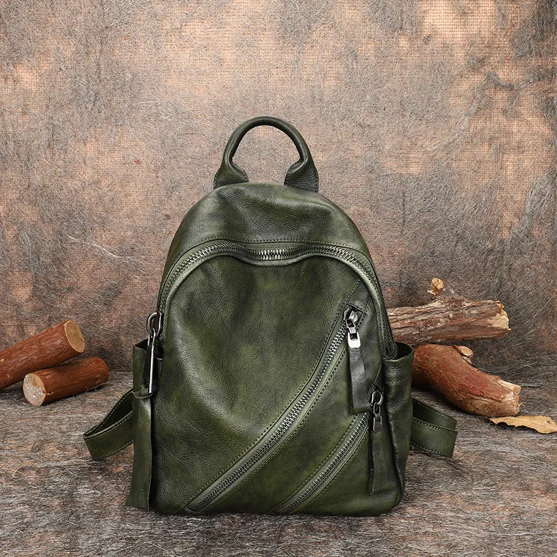 Vintage Leather Rucksack Womens Best School Backpack Ladies Leather Backpack Purses