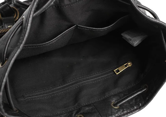 Vintage LEATHER WOMEN Barrel Backpack Handmade School Bucket Backpack FOR WOMEN