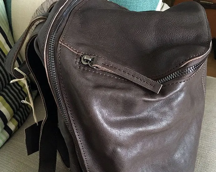 Vintage LEATHER WOMEN Barrel Backpacks School Bucket Backpacks FOR WOMEN