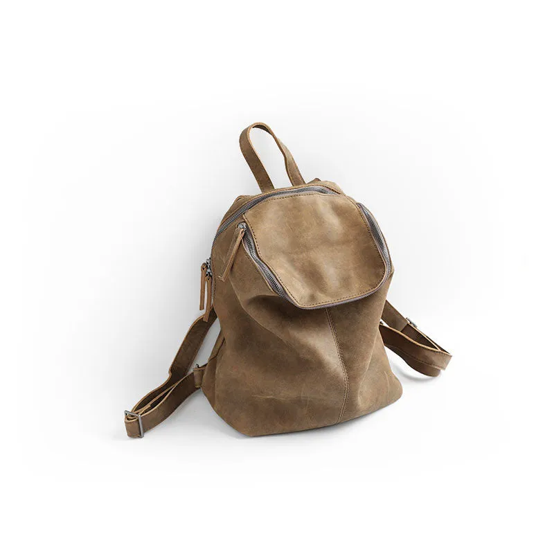 Vintage LEATHER WOMEN Barrel Backpacks School Bucket Backpacks FOR WOMEN