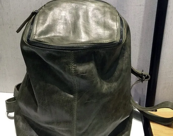 Vintage LEATHER WOMEN Barrel Backpacks School Bucket Backpacks FOR WOMEN