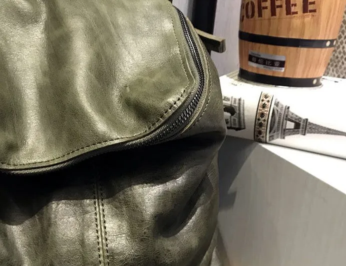Vintage LEATHER WOMEN Barrel Backpacks School Bucket Backpacks FOR WOMEN