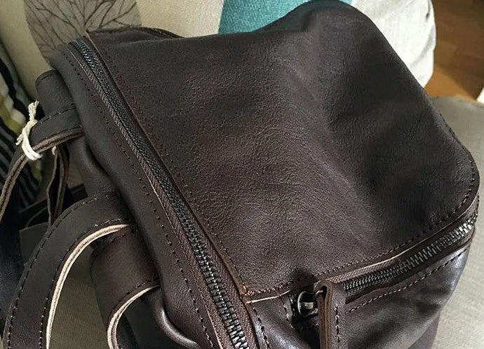 Vintage LEATHER WOMEN Barrel Backpacks School Bucket Backpacks FOR WOMEN