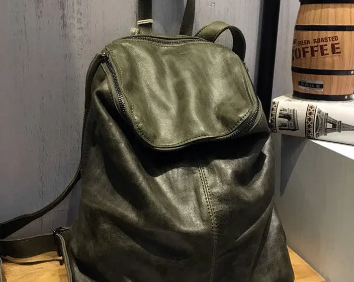 Vintage LEATHER WOMEN Barrel Backpacks School Bucket Backpacks FOR WOMEN
