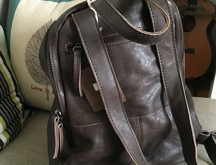 Vintage LEATHER WOMEN Barrel Backpacks School Bucket Backpacks FOR WOMEN
