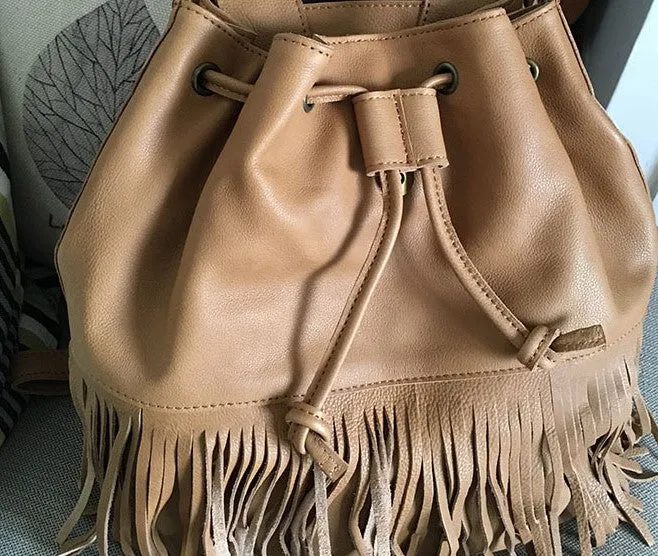 Vintage LEATHER WOMEN Tassels Backpack School Backpacks Tassels Travel Backpack FOR WOMEN
