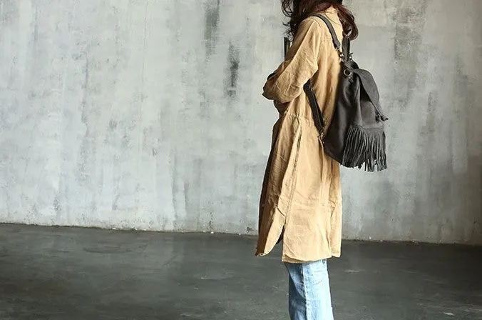 Vintage LEATHER WOMEN Tassels Backpack School Backpacks Tassels Travel Backpack FOR WOMEN