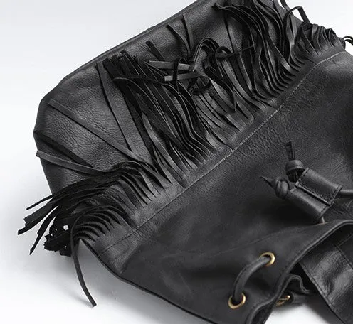 Vintage LEATHER WOMEN Tassels Backpack School Backpacks Tassels Travel Backpack FOR WOMEN