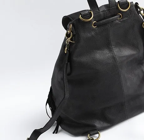 Vintage LEATHER WOMEN Tassels Backpack School Backpacks Tassels Travel Backpack FOR WOMEN