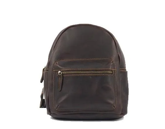 Vintage Mens Coffee Leather Backpack Travel Backpack Leather School Backpacks for Men