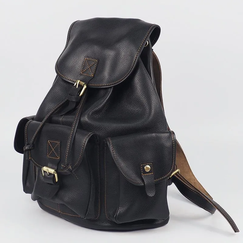 Vintage Mens Leather School Backpacks Satchel Backpack Leather Travel Backpack for Men