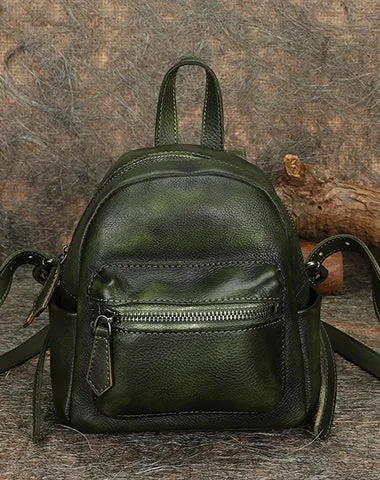 Vintage Purple Small Leather Rucksack Womens Mini Leather Backpack Ladies Backpack Purses