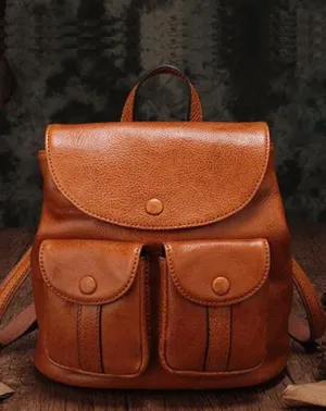 Vintage Womens Brown Leather Backpacks School Backpack Satchel Purses for Ladies