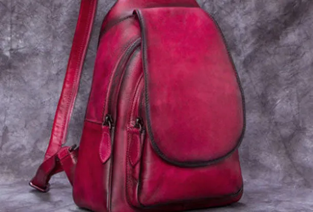 Vintage Womens Leather Backpack School Backpack Purse Small Backpack For Women